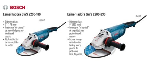 Esmeriladoras gws 2200-180 y gws 2200-230
