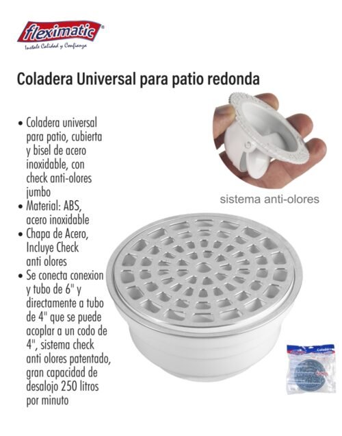 Coladera universal para patio redonda