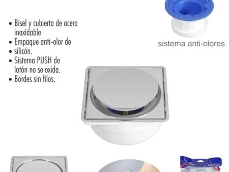 Coladera push cuadrada universal