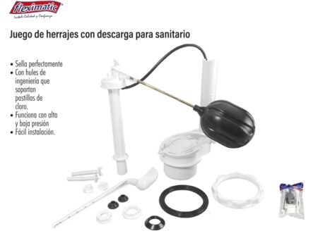 Juego de herrajes con descarga para sanitario