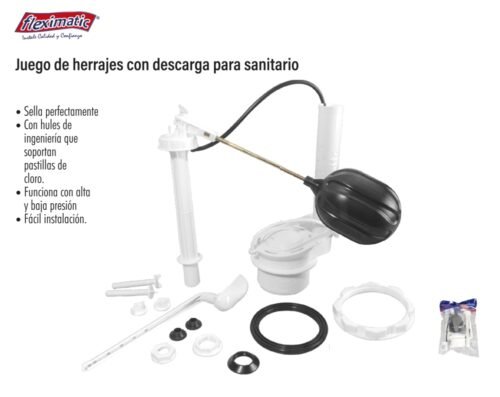 Juego de herrajes con descarga para sanitario