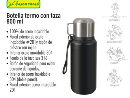 Botella termo con taza de 800 ml