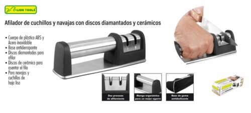 Afilador de cuchillos y navajas con discos diamantados y cerámicos