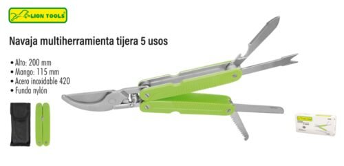 Navaja multiherramienta tijera 5 usos