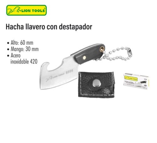 Hacha llavero con destapador