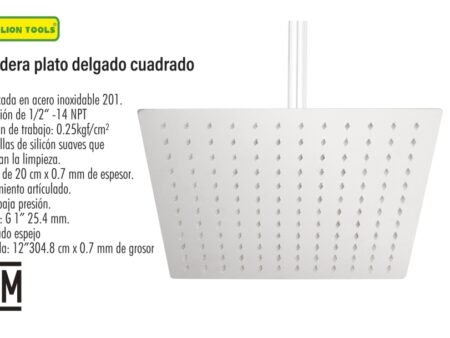 Regadera plato delgado cuadrado