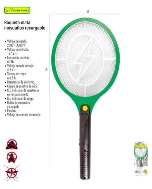 Raqueta mata mosquitos recargable