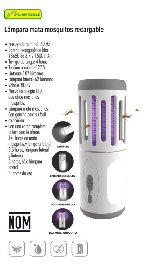Lámpara mata mosquitos recargable