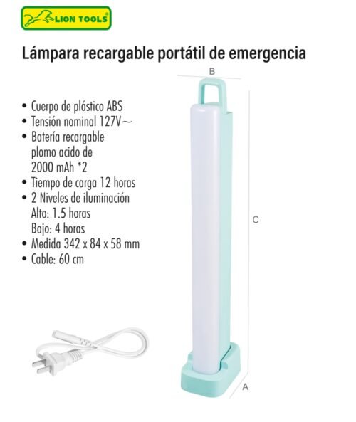 Lampara recargable portátil de emergencia