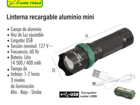 Linterna recargable de aluminio mini