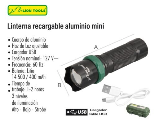 Linterna recargable de aluminio mini