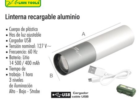 Linterna recargable de aluminio