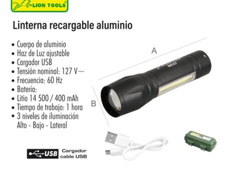 Linterna recargable de aluminio