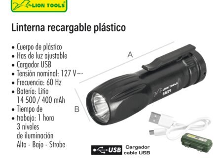 Linterna recargable de plástico