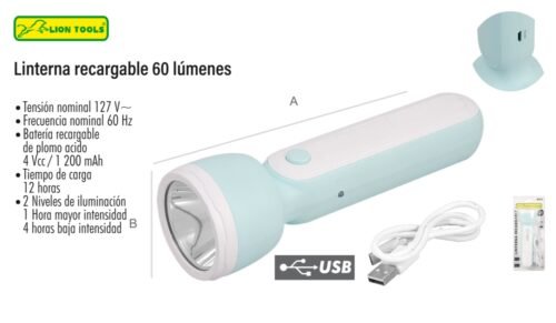 Linterna recargable 60 lúmenes