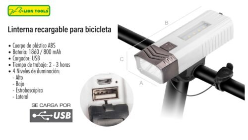 Linterna recargable para bicicleta