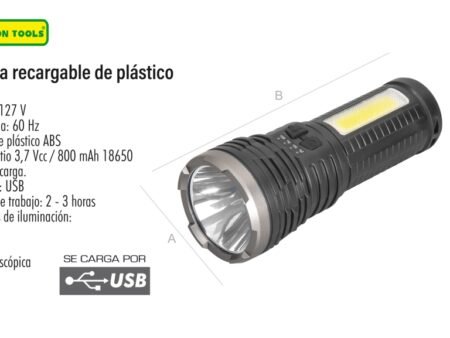 Linterna recargable de plástico