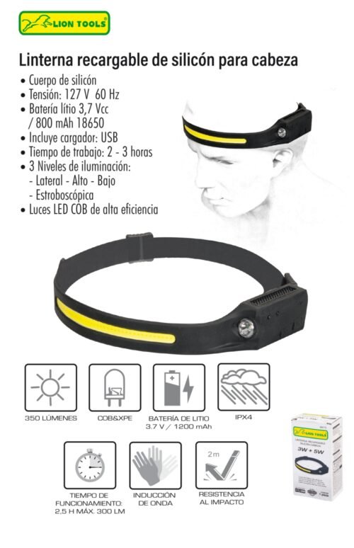Linterna recargable de silicon cabeza