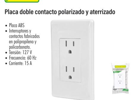 Placa doble contacto polarizado y aterrizado