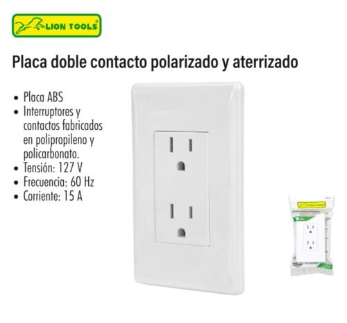 Placa doble contacto polarizado y aterrizado