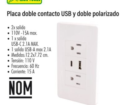 Placa doble contacto usb y contacto doble polarizado