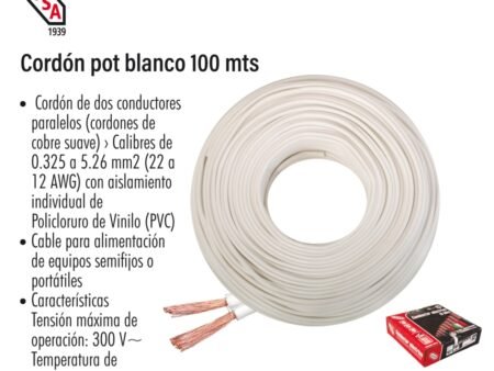 Cordón pot blanco 100 m