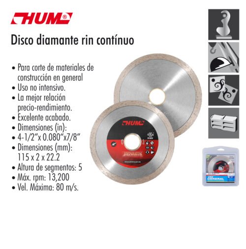 Disco diamante rin continuo