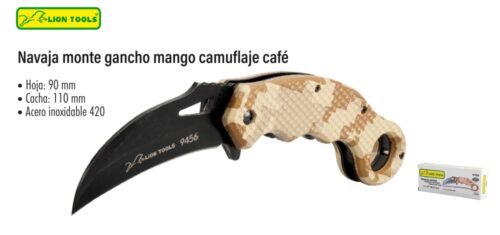 Navaja monte gancho mango camuflaje café