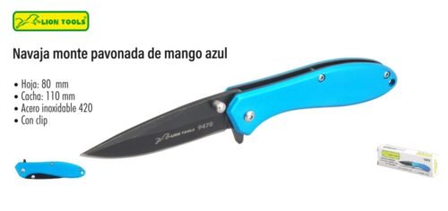 Navaja monte pavonada de mango azul