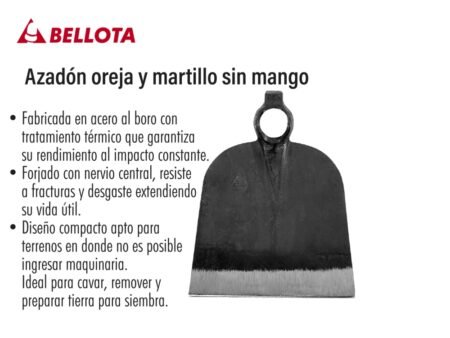 Azadón oreja y martillo sin mango