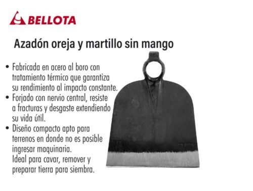 Azadón oreja y martillo sin mango