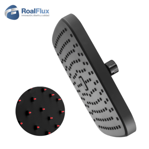 Regadera push cuadrada negra 8″