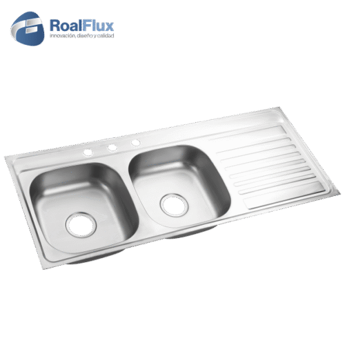 Tarja doble tina con escurridor 120×50 (derecha)